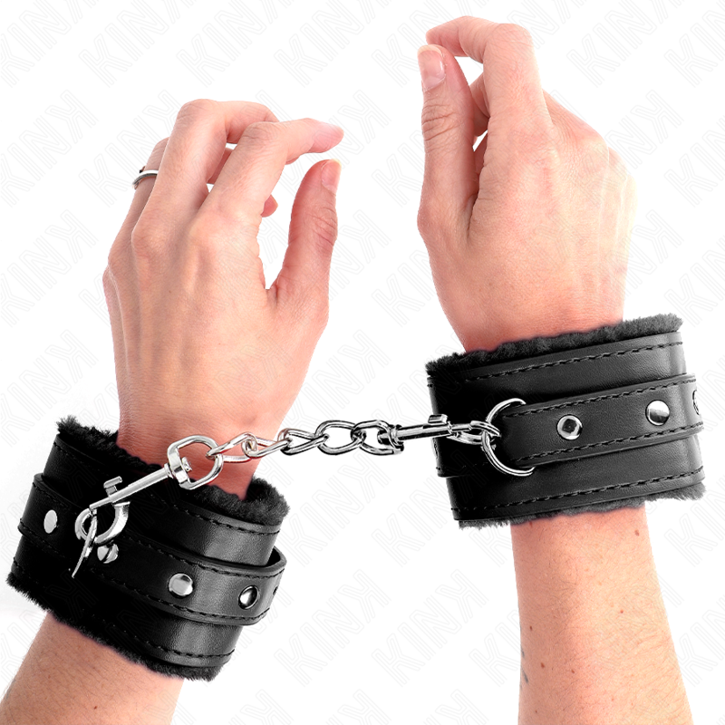KINK - Premium håndleddsmansjetter med pelsfôr Sort justerbare