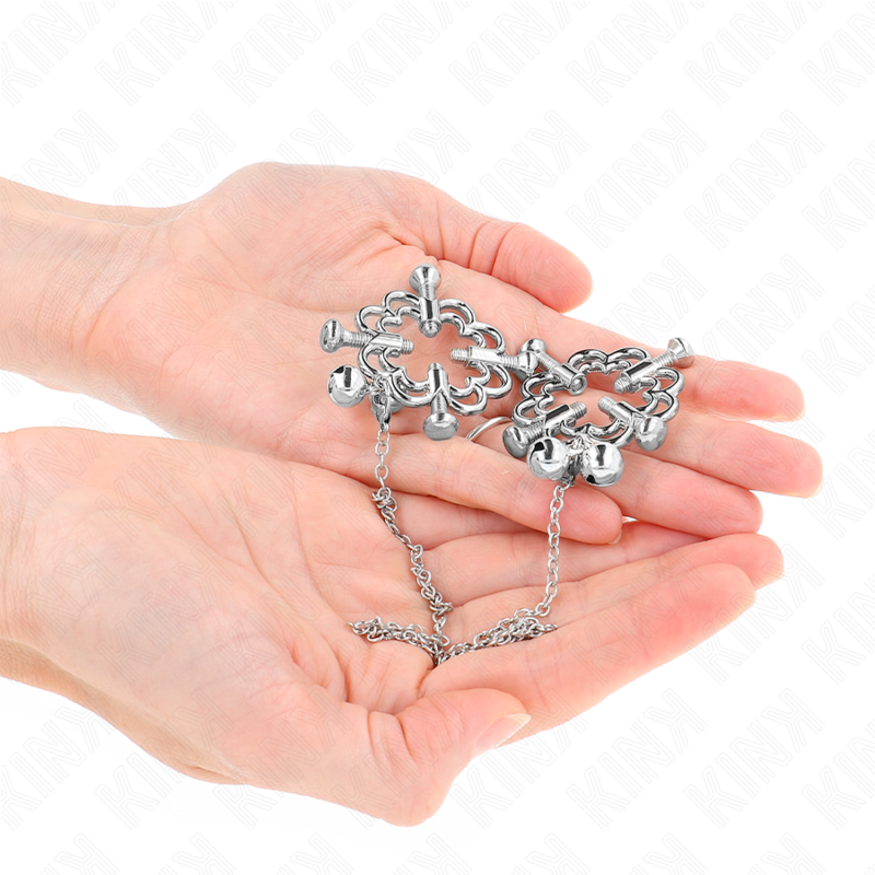KINK - Brystvorteklemmer med Metallblomst og Kjede