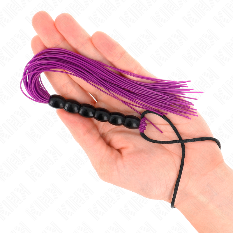 KINK - Mini silikonpisk med 6 perler Lilla 26 cm