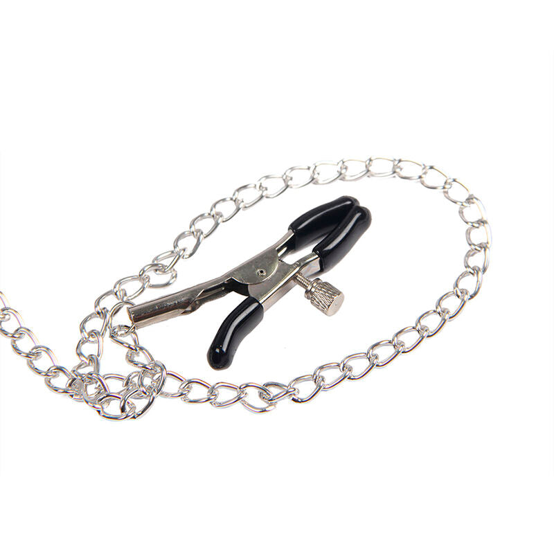 SUBBLIME - Bondage Brystklemmer med Skinnstropp Sort One Size
