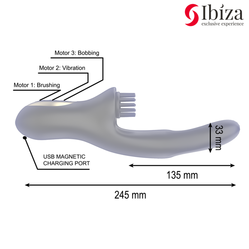 IBIZA - Hi-Tech Rabbitvibrator med børste, klitorisstimulator og dobbel bølge