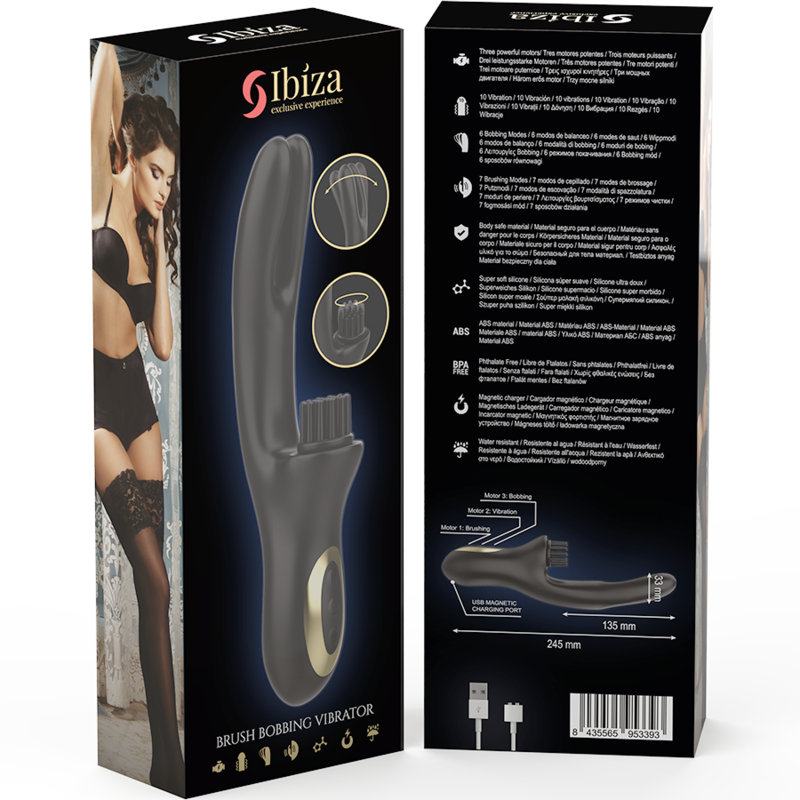 IBIZA - Hi-Tech Rabbitvibrator med børste, klitorisstimulator og dobbel bølge