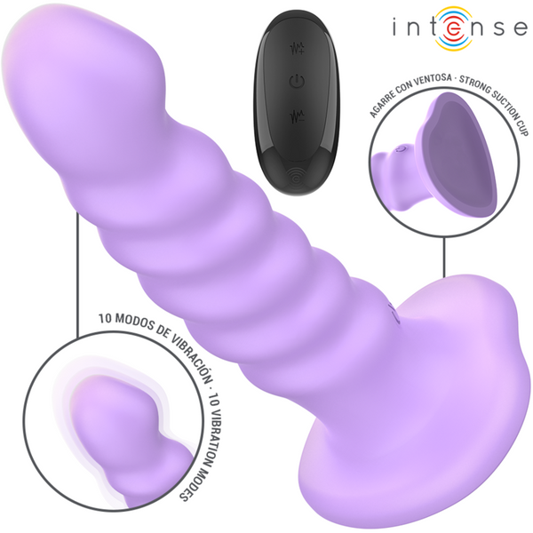 INTENSE - Brenda Vibrator str. M med spiraldesign 10 vibrasjoner Lilla med fjernkontroll