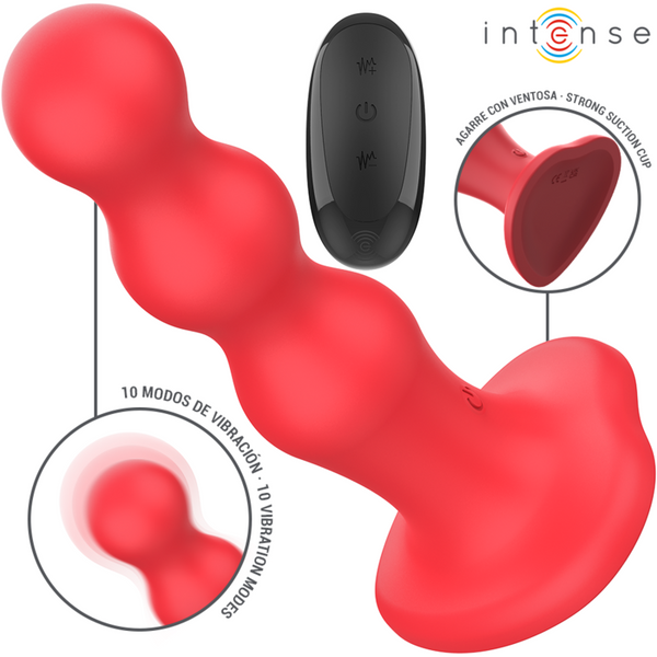 INTENSE - Cody Vibrator med sugekopp Rød med fjernkontroll