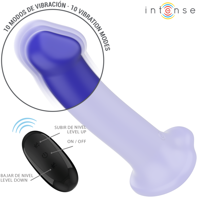 INTENSE - Victoria Vibrator med sugekopp 10 vibrasjoner Mørkeblå med fjernkontroll
