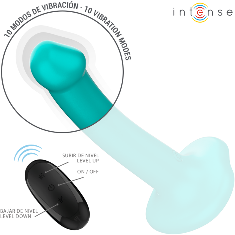 INTENSE - Katie Vibrator med sugekopp 10 vibrasjoner Blå med fjernkontroll