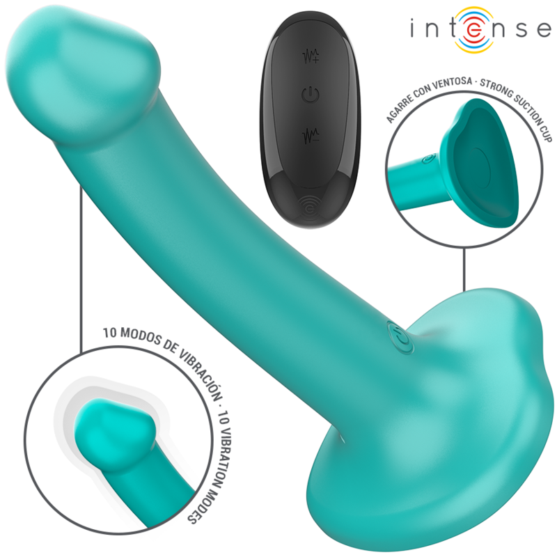 INTENSE - Katie Vibrator med sugekopp 10 vibrasjoner Blå med fjernkontroll