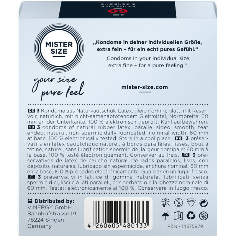 MISTER SIZE - Kondomer XL 60 mm 3-pakning