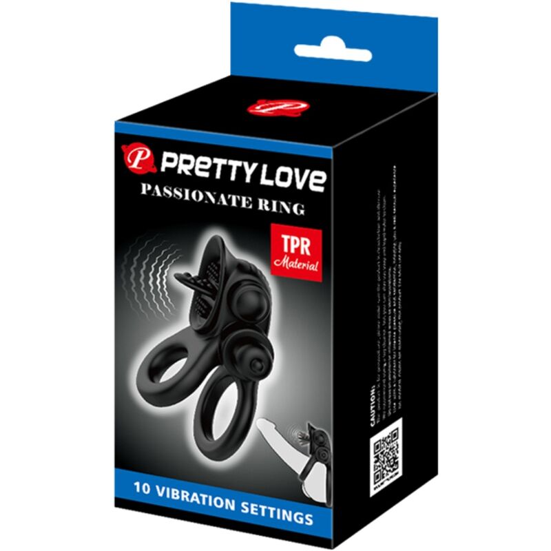 PRETTY LOVE - Passionate Ring Dobbel Vibrerende Ring med Klitorisstimulator