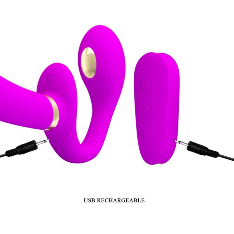 PRETTY LOVE - Thunderbird Dobbel Strap-on-vibrator med fjernkontroll