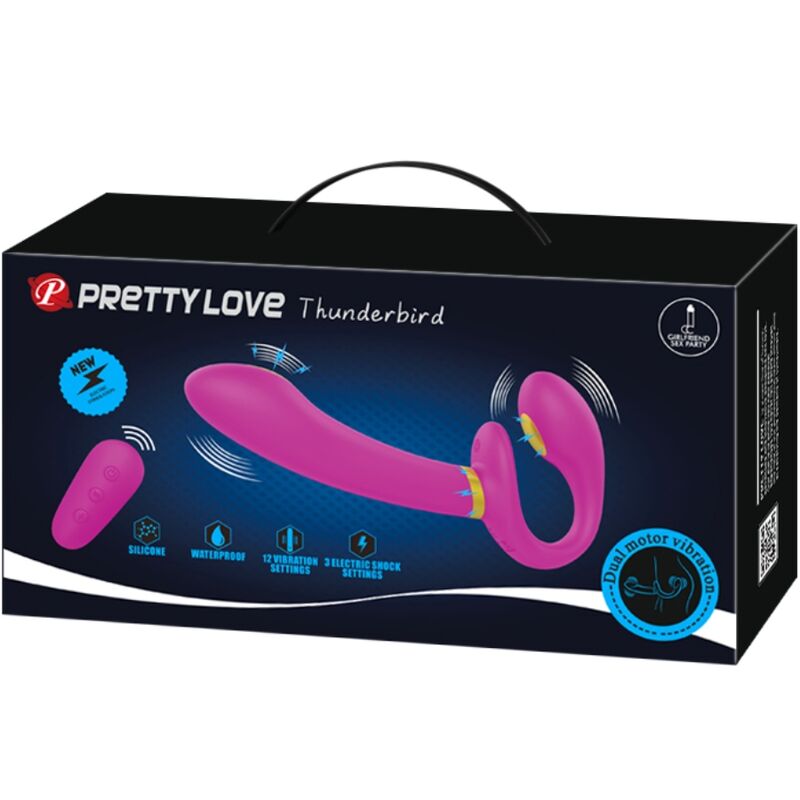 PRETTY LOVE - Thunderbird Dobbel Strap-on-vibrator med fjernkontroll
