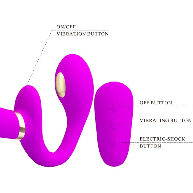 PRETTY LOVE - Thunderbird Dobbel Strap-on-vibrator med fjernkontroll
