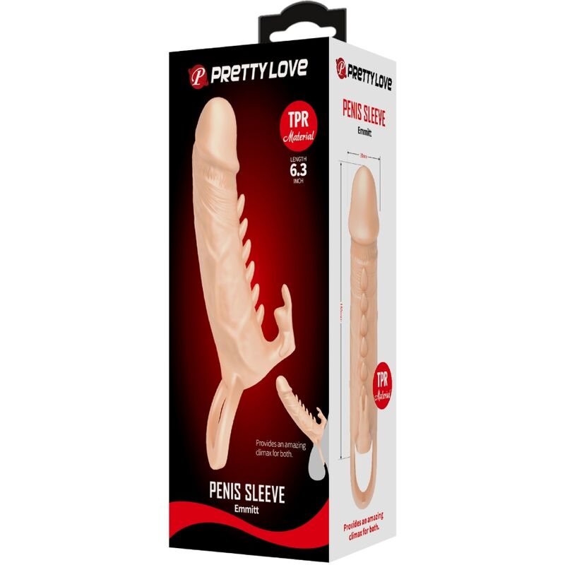 PRETTY LOVE - Emmit Vibrerende penissleeve med klitorisstimulator Naturfarge