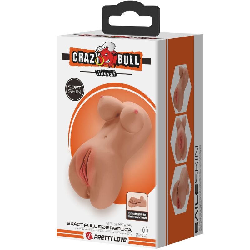 CRAZY BULL - Hannah Realistisk Vagina- & Anus-masturbator Brun