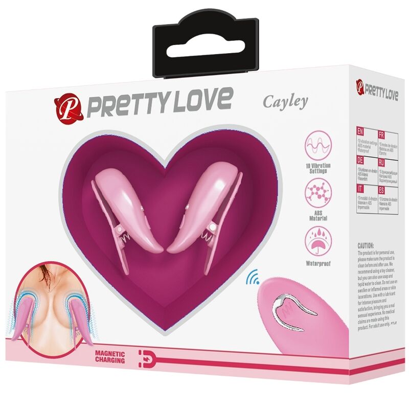PRETTY LOVE - Cailey Vibrerende Brystvorteklemmer 10 Vibrasjoner med Fjernkontroll