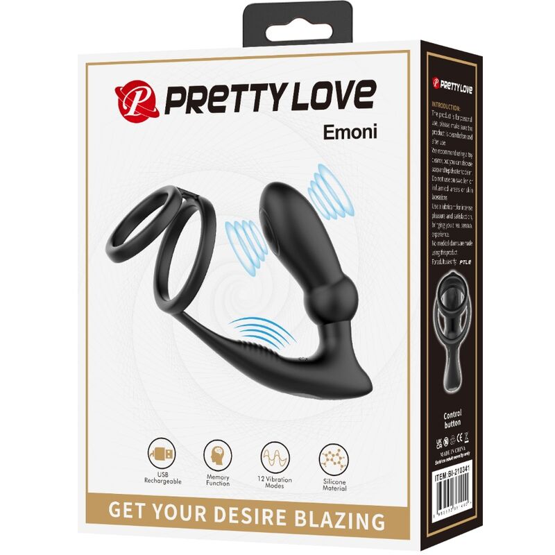 PRETTY LOVE - Penisring med Analplugg Sort