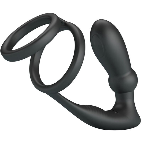 PRETTY LOVE - Penisring med Analplugg Sort