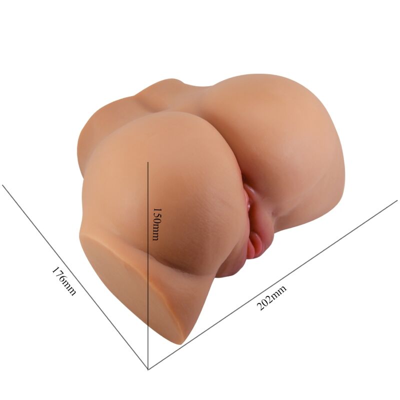 CRAZY BULL - Emilia Rumpe-masturbator med vagina & anus Naturfarge Fjernkontroll