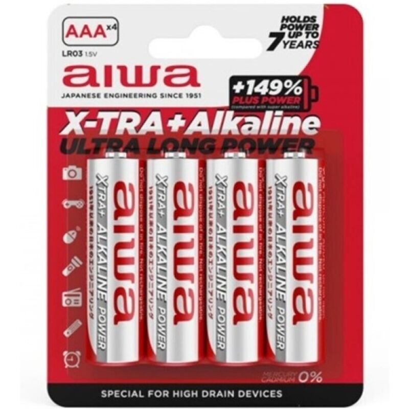 AIWA - X-Tra Alkaline AAA-batterier LR03 4-pakning