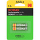 KODAK - Oppladbare AAA-batterier HR03 650 mAh 2-pakning