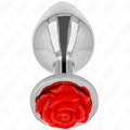 KINK - Analplugg Metall med Rød Rose M