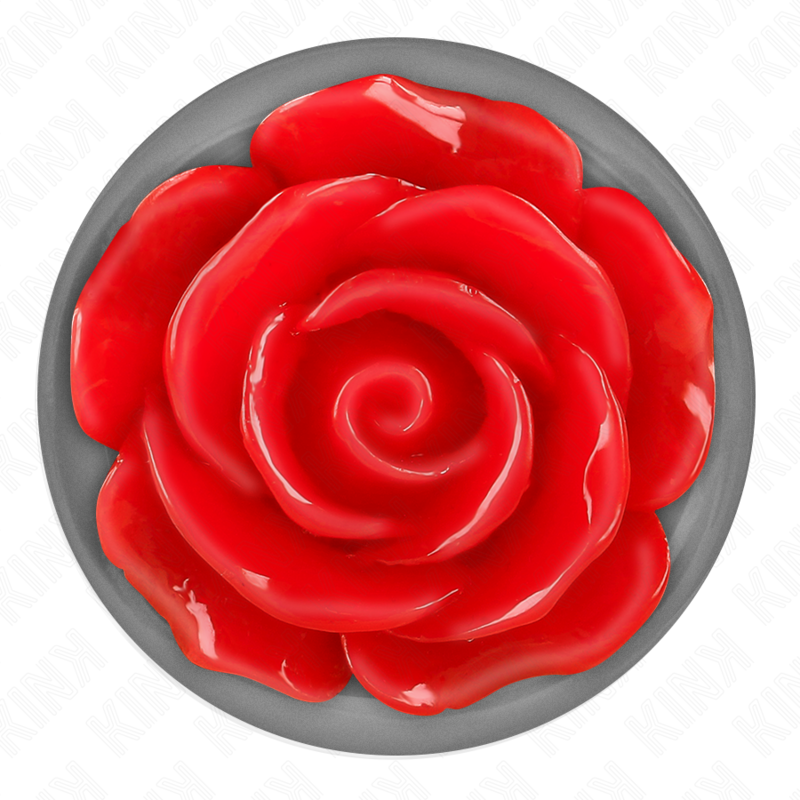 KINK - Analplugg Metall med Rød Rose M