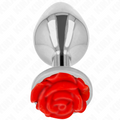 KINK - Analplugg Metall med Rød Rose L