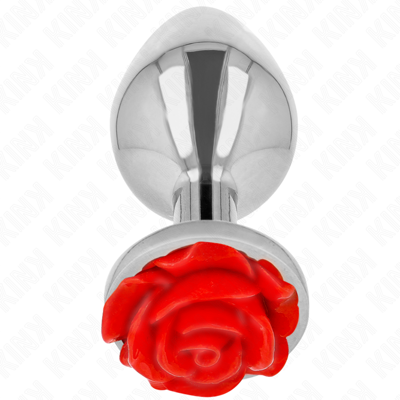 KINK - Analplugg Metall med Rød Rose L
