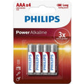 PHILIPS - Power Alkaline AAA-batterier LR03 4-pakning