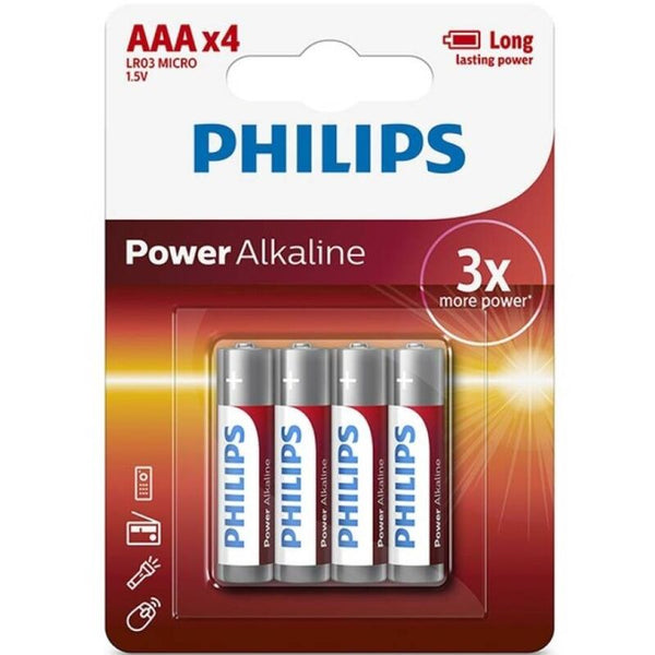 PHILIPS - Power Alkaline AAA-batterier LR03 4-pakning