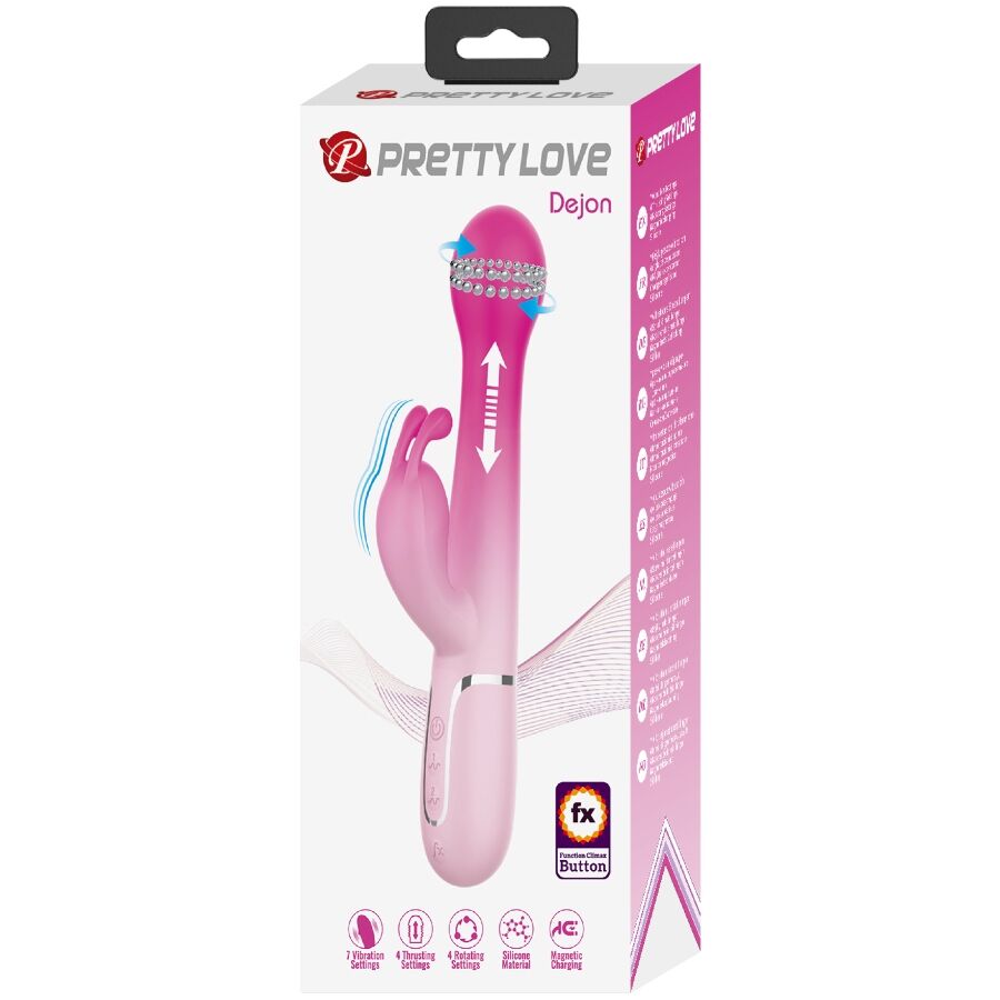 PRETTY LOVE - Dejon 3-i-1 Rabbitvibrator Rosa