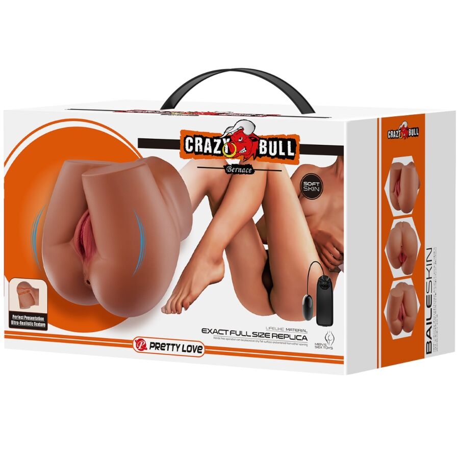 CRAZY BULL - Bernace Rumpe-masturbator med vagina & anus Naturfarge Fjernkontroll