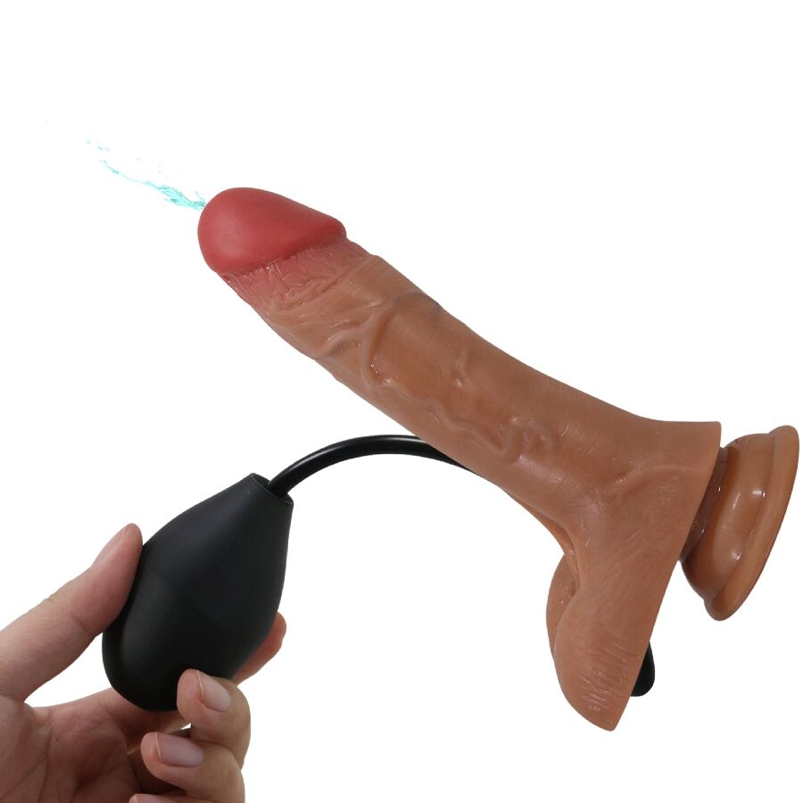 PRETTY LOVE - Squirting Brun Vibrerende Strap-on 15,5 cm