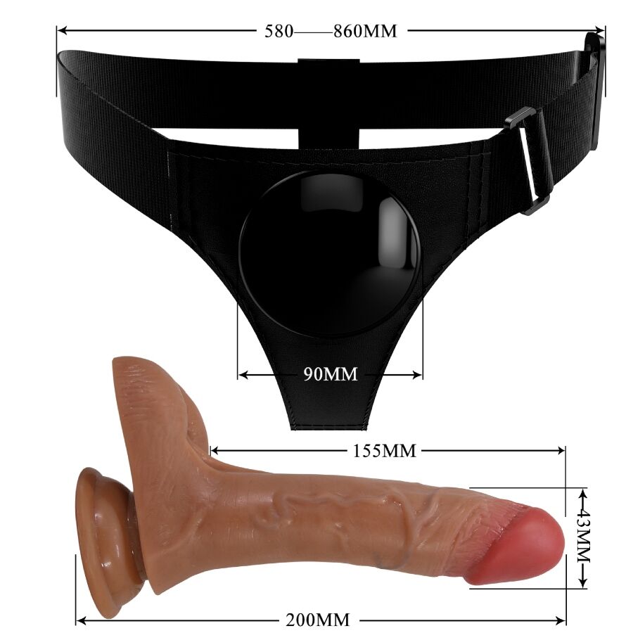 PRETTY LOVE - Squirting Brun Vibrerende Strap-on 15,5 cm