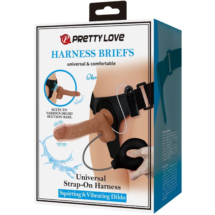 PRETTY LOVE - Squirting Brun Vibrerende Strap-on 15,5 cm