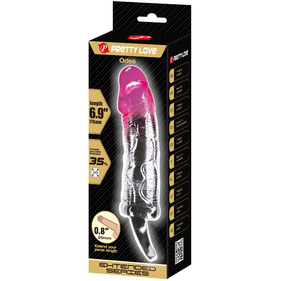 PRETTY LOVE - Odes Realistisk penissleeve med 2 cm forlengelse