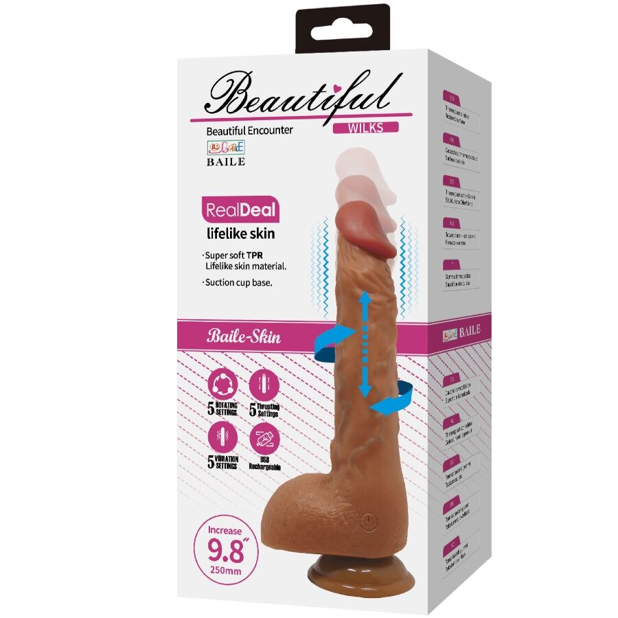 BAILE - Beautiful Wilks Realistisk vibrator med rotasjon og støt 25 cm