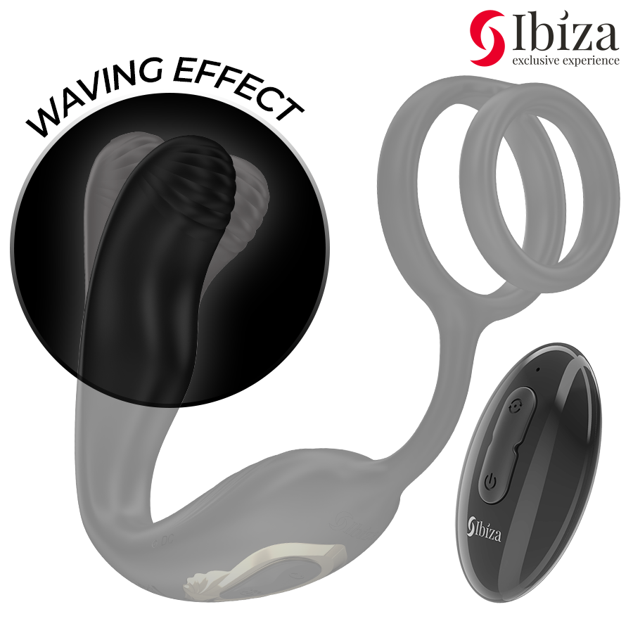 IBIZA - Wiggle Rotating Penisring med Analplugg