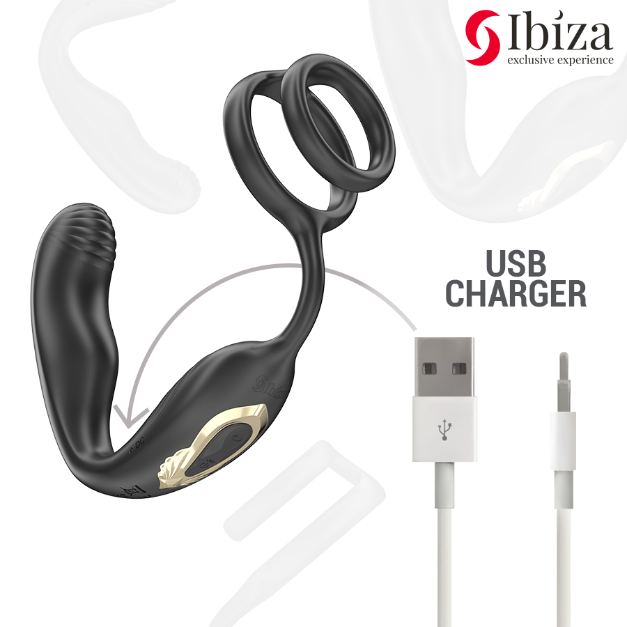 IBIZA - Wiggle Rotating Penisring med Analplugg