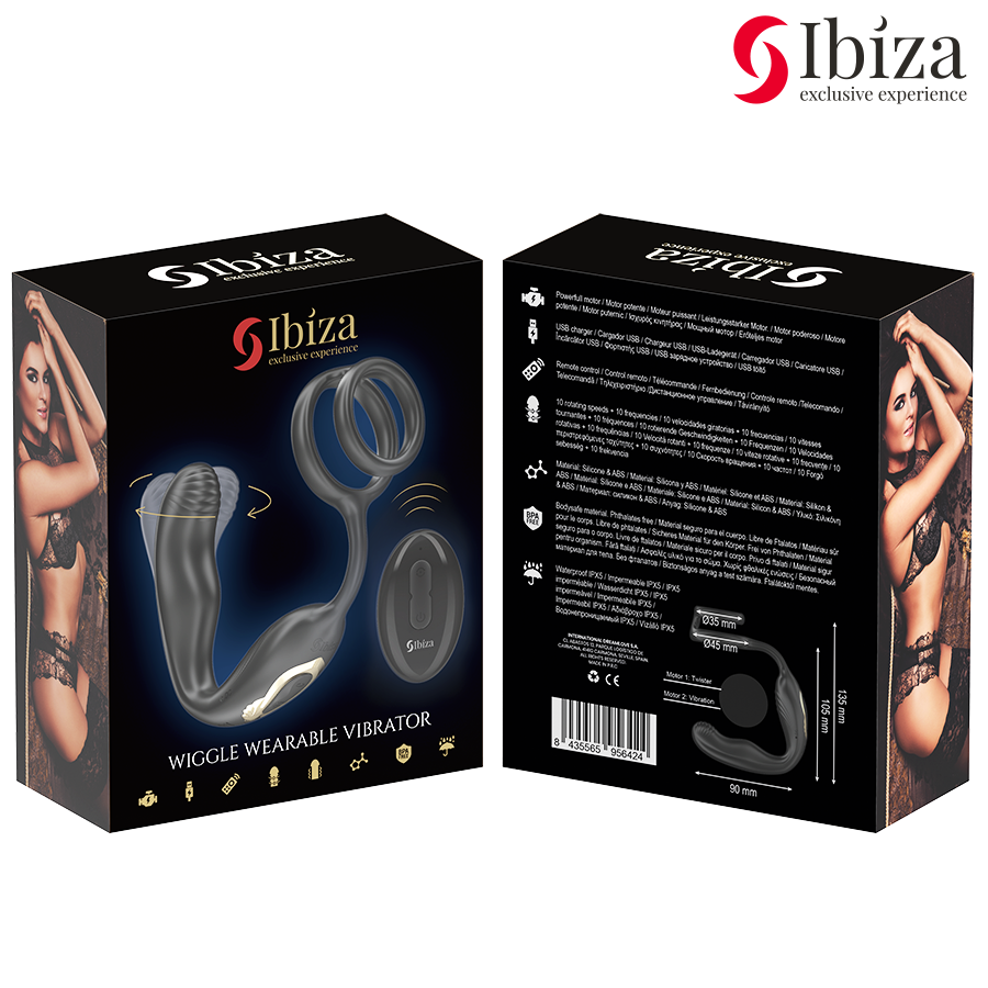 IBIZA - Wiggle Rotating Penisring med Analplugg