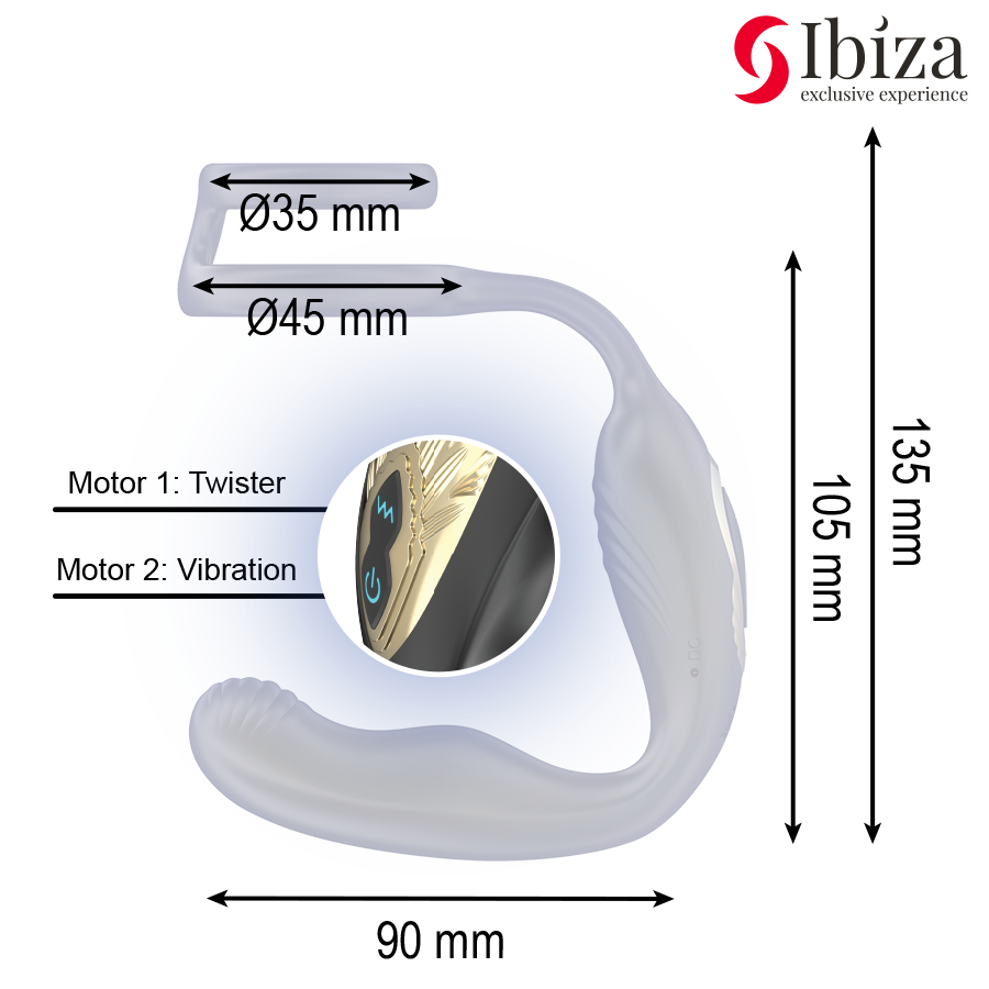 IBIZA - Wiggle Rotating Penisring med Analplugg
