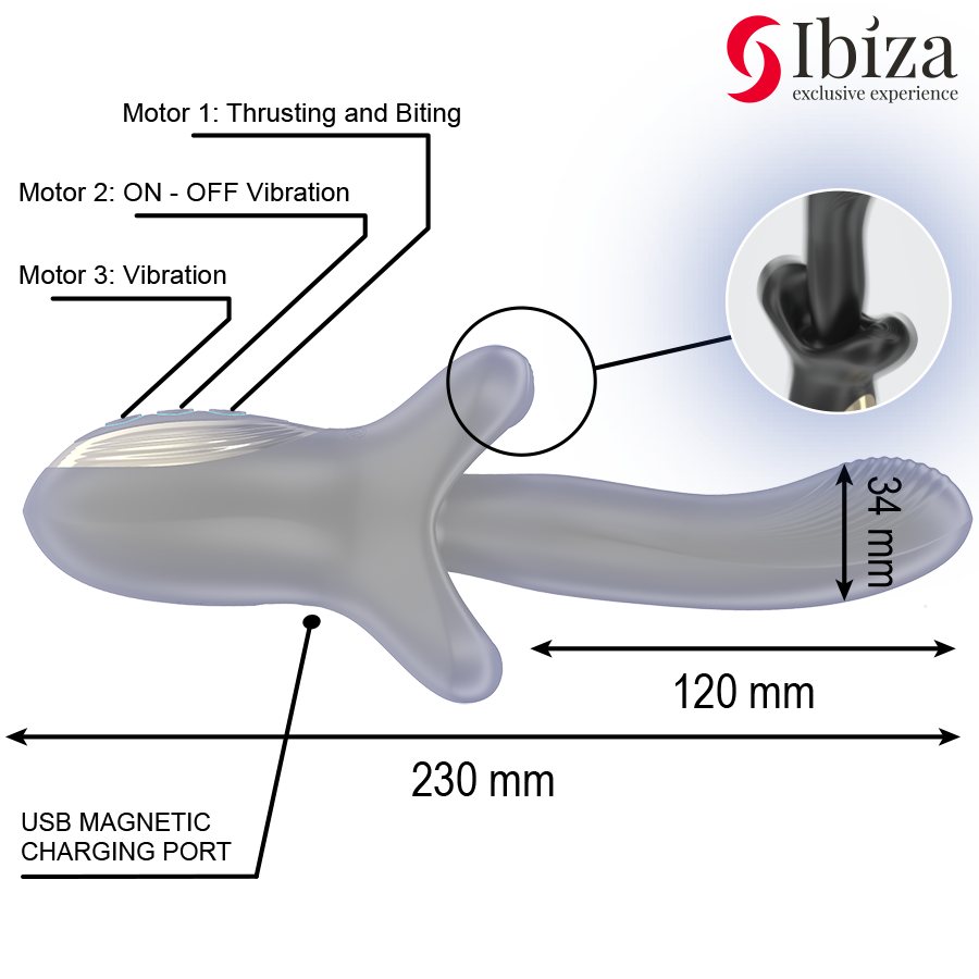 IBIZA - Kraftig vibrator med støt og sugeeffekt