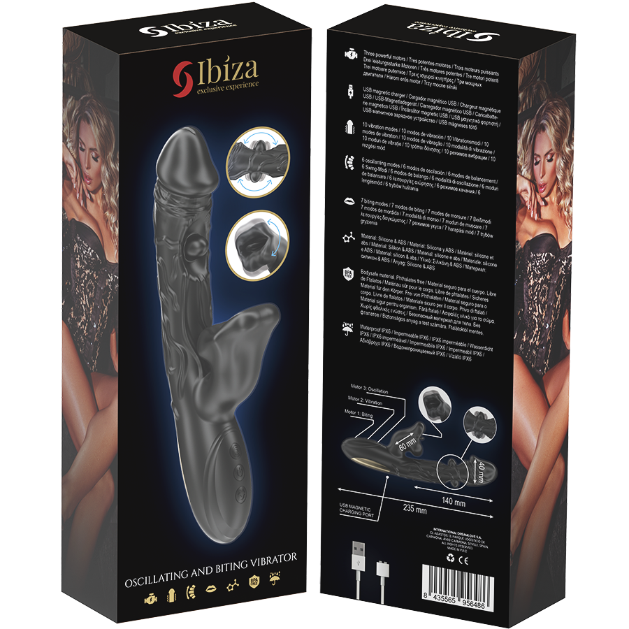 IBIZA - Vibrator og klitorisstimulator med bite- og rotasjonseffekt