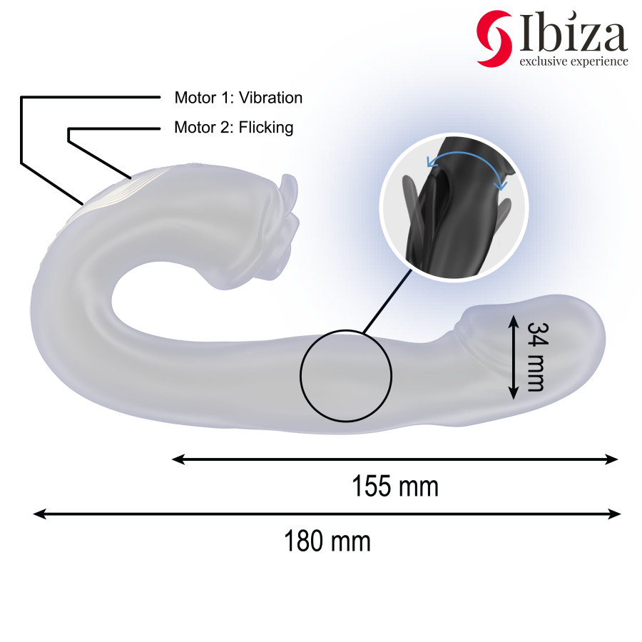 IBIZA - Rose Vibrator med flicking-effekt og klitorisstimulator