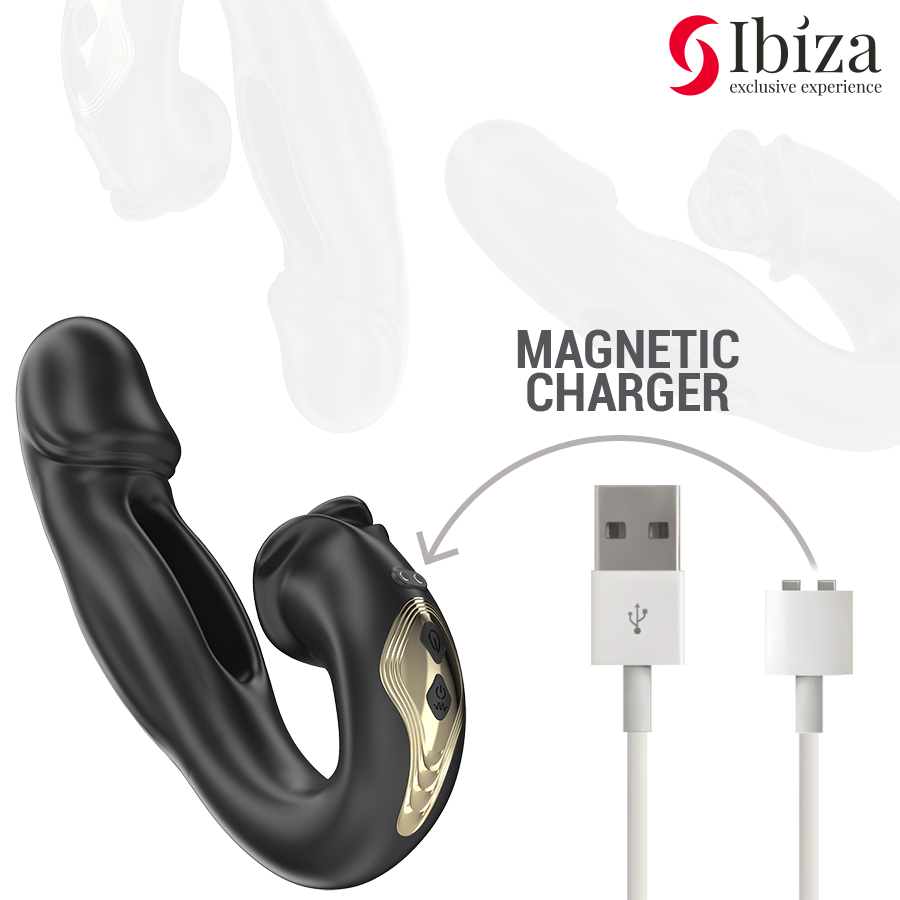 IBIZA - Rose Vibrator med flicking-effekt og klitorisstimulator