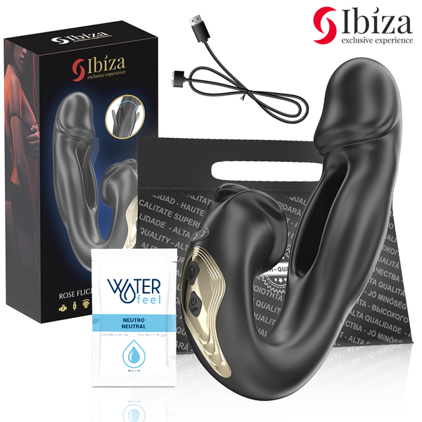 IBIZA - Rose Vibrator med flicking-effekt og klitorisstimulator