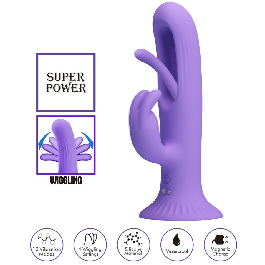 PRETTY LOVE - Killmoulis Rabbitvibrator med Tunge 12 Moduser