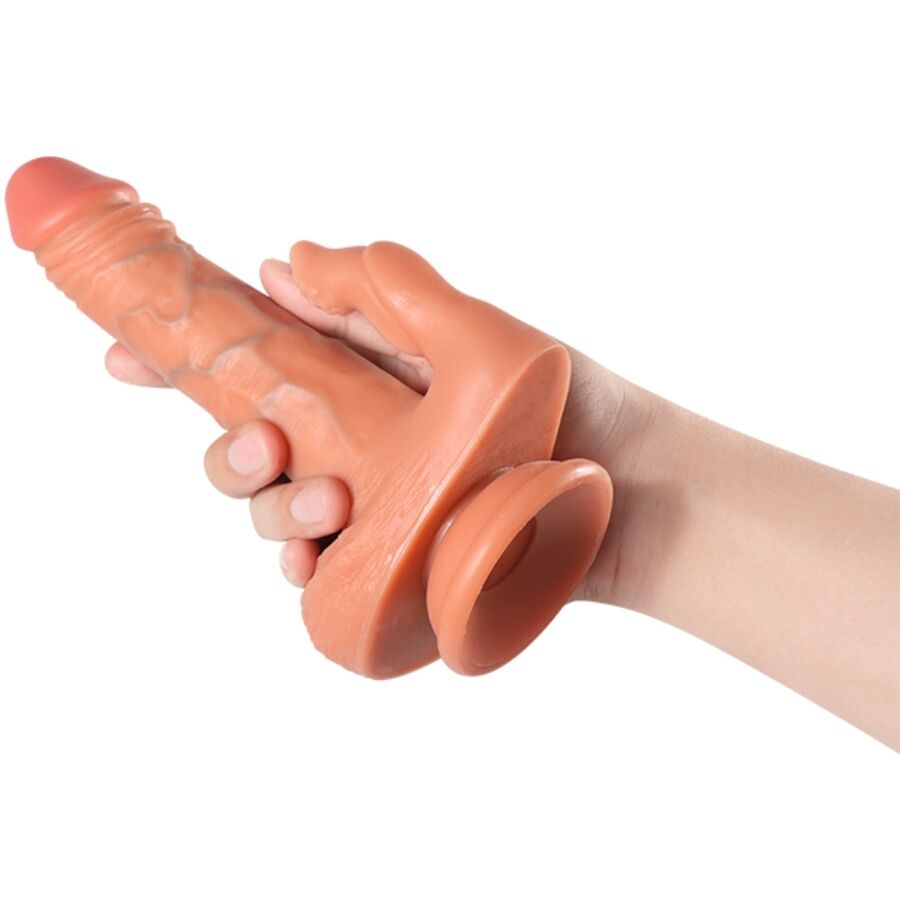 SHEQU - Julian Dildo og klitorisstimulator med vibrasjon og fjernkontroll 16 cm