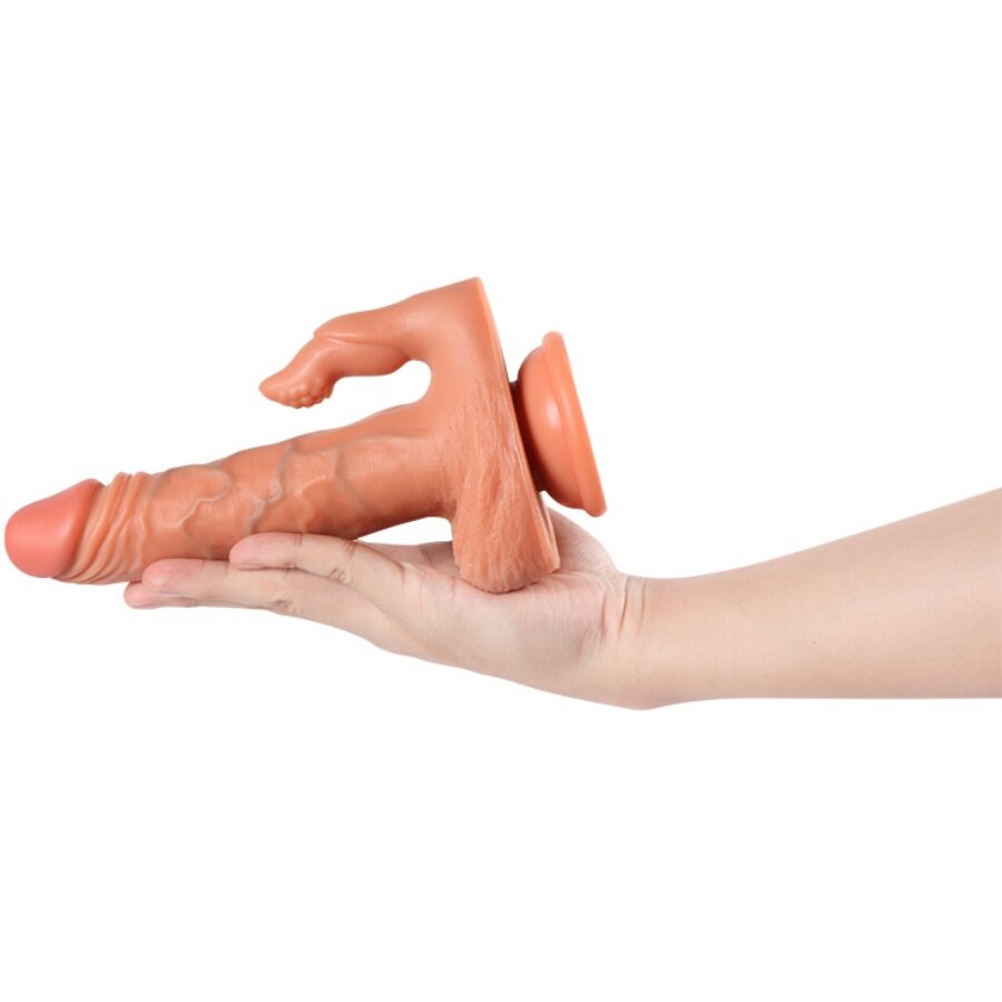 SHEQU - Julian Dildo og klitorisstimulator med vibrasjon og fjernkontroll 16 cm