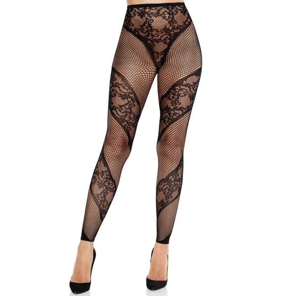 LEG AVENUE - Blonde- og Nettingstrømpebukse uten Fot